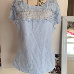 H&M Soft Blue Lace Detail Blouse